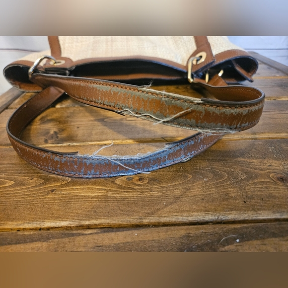 Ralph Lauren Woven Straw Beige Tote Bag Classic Preppy Hangbag - Picture 10 of 15